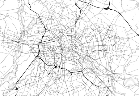 Area map of Berlin, Germany. This artmap of Berlin contains geography lines for land mass, water, major and minor roads.のイラスト素材
