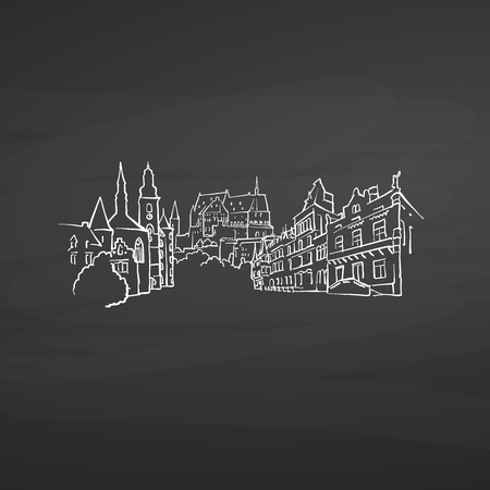 Luxembourg Luxembourg signs on blackboard. Digital chalk drawn vector sketch on blackboard. European capitals destinations.のイラスト素材