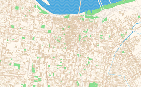 Louisville Kentucky printable map excerpt. This vector streetmap of downtown Louisville is made for infographic and print projects.のイラスト素材
