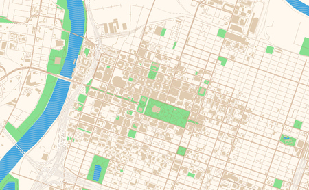 Sacramento California printable map excerpt. This vector streetmap of downtown Sacramento is made for infographic and print projects.のイラスト素材