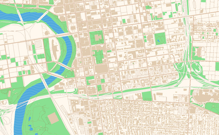 Columbus Ohio printable map excerpt. This vector streetmap of downtown Columbus is made for infographic and print projects.のイラスト素材