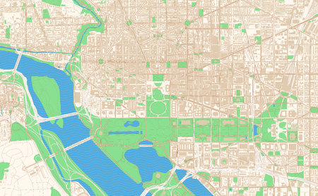 Washington D.C. printable map excerpt. This vector streetmap of downtown Washington is made for infographic and print projects.のイラスト素材