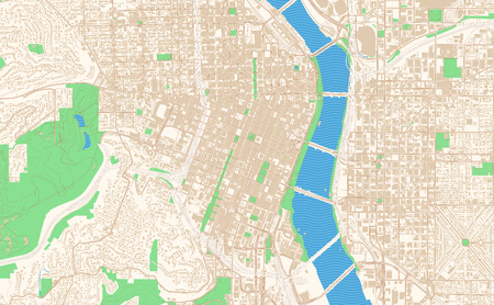 Portland Oregon printable map excerpt. This vector streetmap of downtown Portland is made for infographic and print projects.のイラスト素材