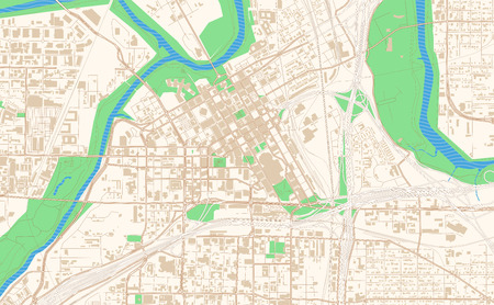Fort Worth Texas printable map excerpt. This vector streetmap of downtown Fort Worth is made for infographic and print projects.のイラスト素材