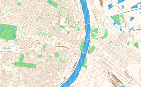 St. Louis Missouri printable map excerpt. This vector streetmap of downtown St. Louis is made for infographic and print projects.のイラスト素材