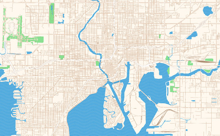 Tampa Florida printable map excerpt. This vector streetmap of downtown Tampa is made for infographic and print projects.のイラスト素材