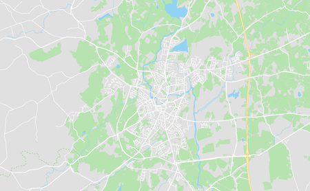 Ennis, Ireland downtown street map in classic style colors with all relevant motorways, roads and railways.のイラスト素材