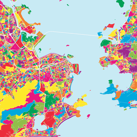 Colorful map of Rio de janeiro. Vector outline version for unlimited print sizes and web banner backgrounds.のイラスト素材