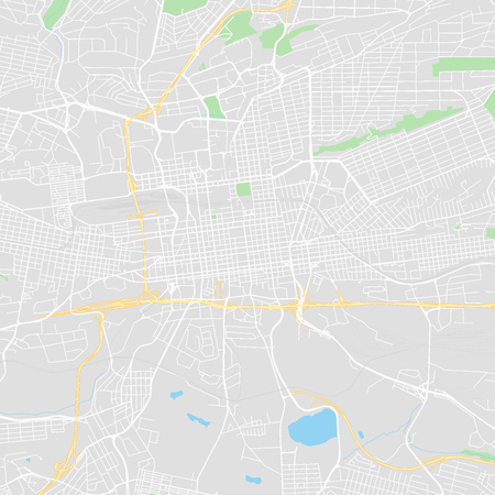 Downtown vector map of Johannesburg, South Africa. This printable map of Johannesburg contains lines and classic colored shapes for land mass, parks, water, major and minor roads as such as major rail tracks.のイラスト素材