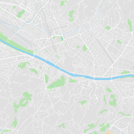 Downtown vector map of Florence, Italy. This printable map of Florence contains lines and classic colored shapes for land mass, parks, water, major and minor roads as such as major rail tracks.のイラスト素材