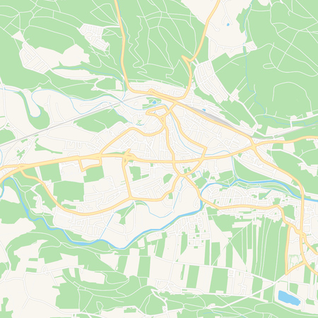 Printable map of Vocklabruck, Austria with main and secondary roads and larger railways. This map is carefully designed for routing and placing individual data.のイラスト素材