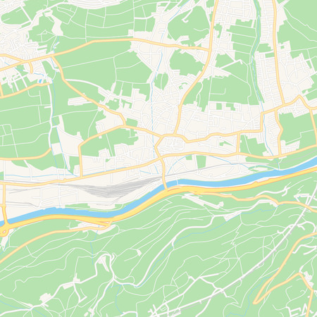 Printable map of Hall in Tirol, Austria with main and secondary roads and larger railways. This map is carefully designed for routing and placing individual data.のイラスト素材