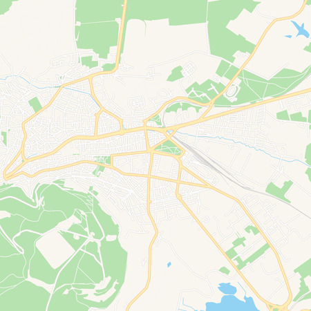 Printable map of Shumen, Bulgaria with main and secondary roads and larger railways. This map is carefully designed for routing and placing individual data.のイラスト素材