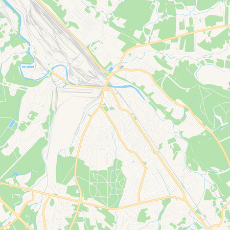 Printable map of  Trinec, Czechia with main and secondary roads and larger railways. This map is carefully designed for routing and placing individual data.のイラスト素材