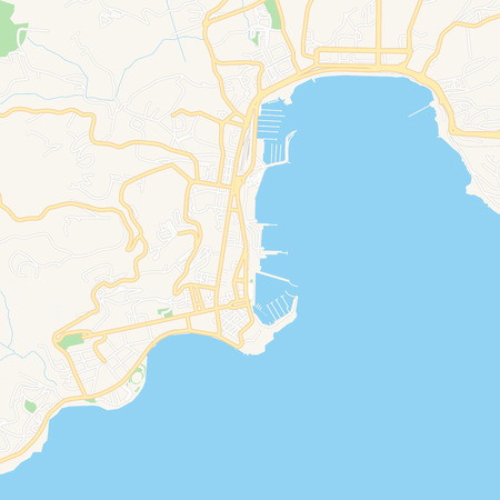 Printable map of Ajaccio, France with main and secondary roads and larger railways. This map is carefully designed for routing and placing individual data.のイラスト素材