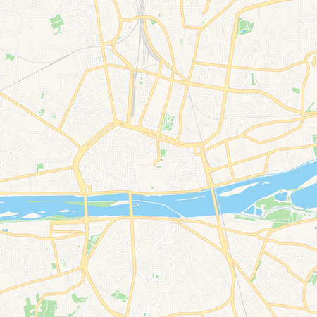 Printable map of Orleans, France with main and secondary roads and larger railways. This map is carefully designed for routing and placing individual data.のイラスト素材