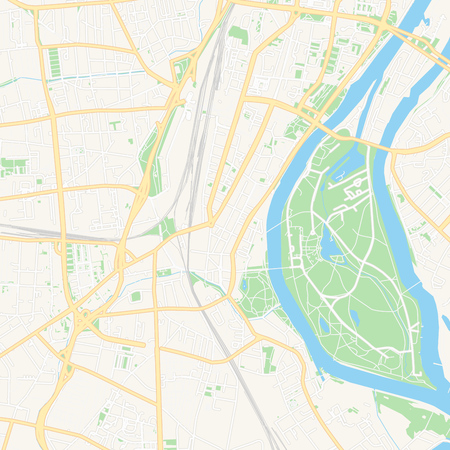 Printable map of Magdeburg, Germany with main and secondary roads and larger railways. This map is carefully designed for routing and placing individual data.のイラスト素材