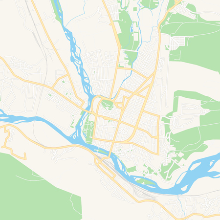 Printable map of Gori, Georgia with main and secondary roads and larger railways. This map is carefully designed for routing and placing individual data.のイラスト素材