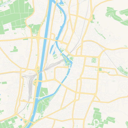 Printable map of Heilbronn, Germany with main and secondary roads and larger railways. This map is carefully designed for routing and placing individual data.のイラスト素材