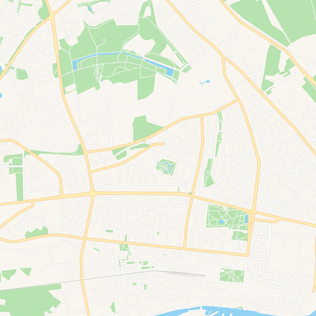 Printable map of Wilhelmshaven, Germany with main and secondary roads and larger railways. This map is carefully designed for routing and placing individual data.のイラスト素材