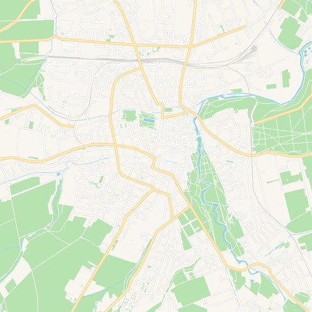 Printable map of Weimar, Germany with main and secondary roads and larger railways. This map is carefully designed for routing and placing individual data.