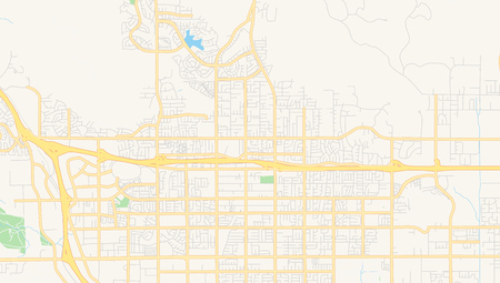 Empty vector map of Moreno Valley, California, USA, printable road map created in classic web colors for infographic backgrounds.のイラスト素材