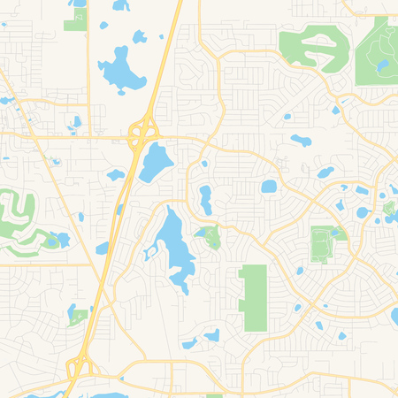 Empty vector map of Deltona, Florida, USA, printable road map created in classic web colors for infographic backgrounds.のイラスト素材