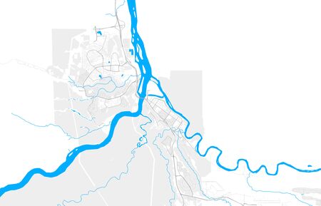 Rich detailed vector area map of Wood Buffalo, Alberta, Canada. Map template for home decor.のイラスト素材