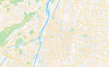 Printable street map of Toyama, Prefecture  Toyama, Japan. Map template for business use.のイラスト素材