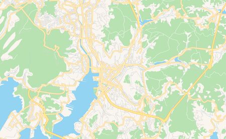 Printable street map of Nagasaki, Prefecture  Nagasaki, Japan. Map template for business use.