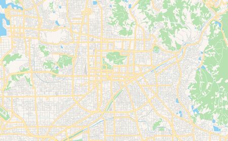 Printable street map of Matsuyama, Prefecture  Ehime, Japan. Map template for business use.のイラスト素材
