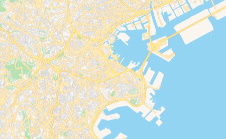 Printable street map of Yokohama, Prefecture  Kanagawa, Japan. Map template for business use.のイラスト素材