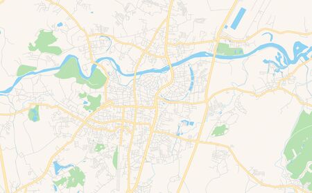 Printable street map of Chiang Rai, Province Chiang Rai, Thailand. Map template for business use.のイラスト素材