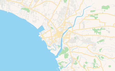 Printable street map of Batangas City, Province Batangas, Philippines. Map template for business...