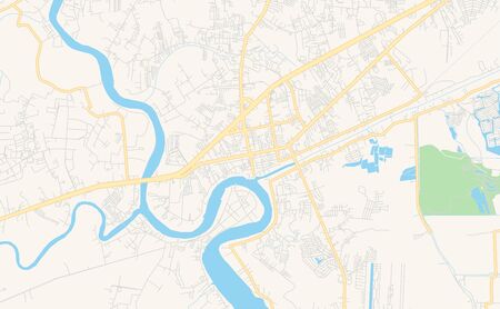 Printable street map of Samut Sakhon, Province Samut Sakhon, Thailand. Map template for business use.のイラスト素材