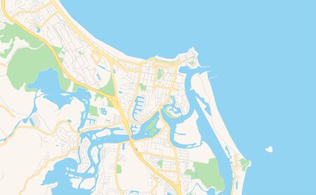 Printable street map of Gold Coast-Tweed Heads, State Queensland, New South Wales, Australia. Map template for business use.のイラスト素材