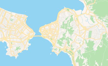 Printable street map of  Florianopolis, Brazil. Map template for business use.のイラスト素材