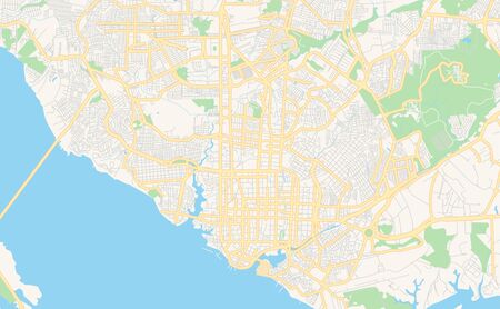 Printable street map of  Manaus, Brazil. Map template for business use.