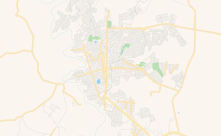 Printable street map of  Patos de Minas, Brazil. Map template for business use.のイラスト素材