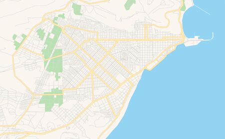 Printable street map of  Comodoro Rivadavia, Argentina. Map template for business use.のイラスト素材