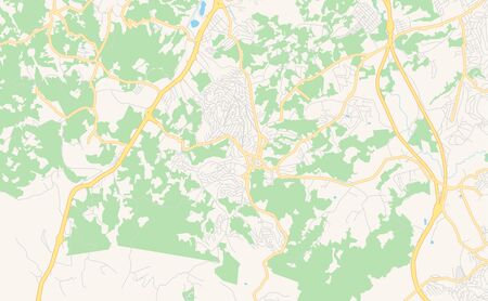 Printable street map of  Itapecerica da Serra, Brazil. Map template for business use.