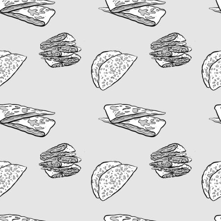 Bolani seamless pattern greyscale drawing. Useable for wallpaper or any sized decoration. Handdrawn Vector Illustrationのイラスト素材