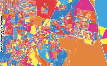 Colorful vector map of Chicoloapan de JuÃ¡rez, MÃ©xico, Mexico. Art Map template for selfprinting wall art in landscape format.のイラスト素材