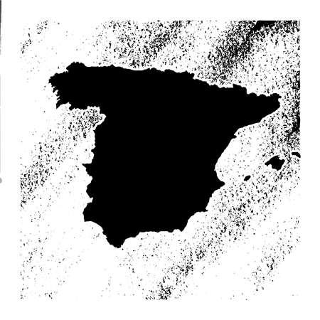 Spanish map on vintage background. Black and white hand drawn illustration. Icon sign for print and labeling.のイラスト素材