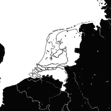 Netherlands map. Black and white illustration. Icon sign for print and labeling.のイラスト素材