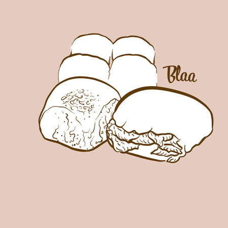 Hand-drawn Blaa bread illustration. Bun, usually known in Ireland. Vector drawing series.のイラスト素材