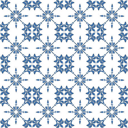 Lisbon azulejos blue pattern. Mediterranean traditional ornament. Italian pottery or spanish...