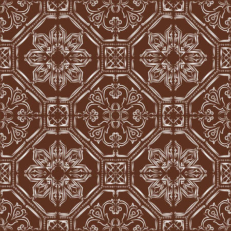 Seamless colorful patchwork in portuguese style. Hand-drawn Arabic and Spain decor. Islam, Indian, ottoman motif. Perfect for printing on fabric or paper.のイラスト素材