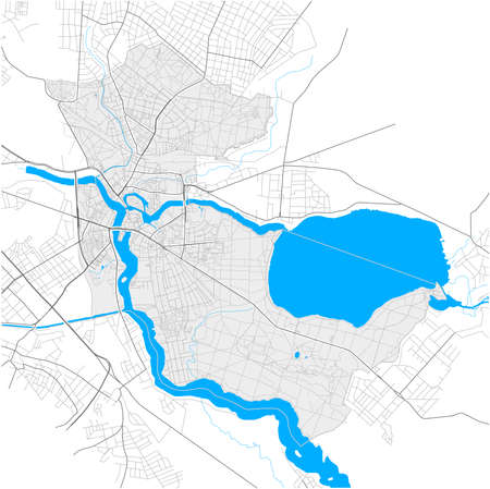 Koepenick, Berlin, GERMANY, high detail vector map with city boundaries and editable paths. White outlines for main roads. Many smaller paths. Blue shapes and lines for water.のイラスト素材
