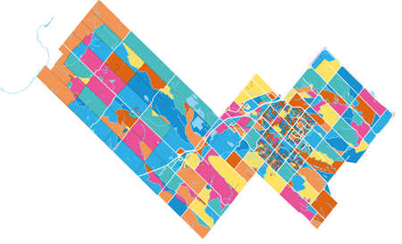 Milton, Ontario, Canada colorful high resolution vector art map with city boundaries. White outlines...